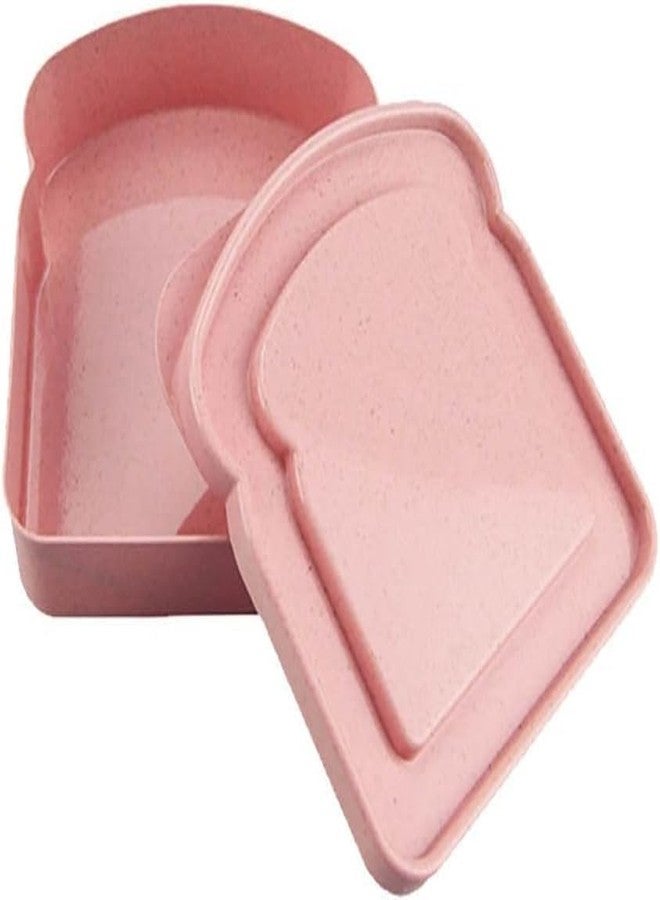 SelHeng Pink Sandwich Containers, Toast Shape Plastic Sandwich Box Food Storage Case with Lid, Sandwich Keeper Bread Container for Fruits, Snacks Family (5.12 * 4.84 * 1.46in) - Image 1